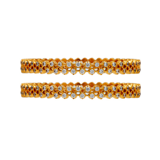 Pre-Owned 22ct Gold CZ Bangles Set Of 2