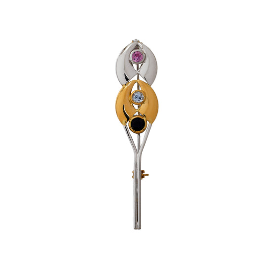 Pre-Owned 18ct Gold 2 Tone Synthetic Stone Brooch 