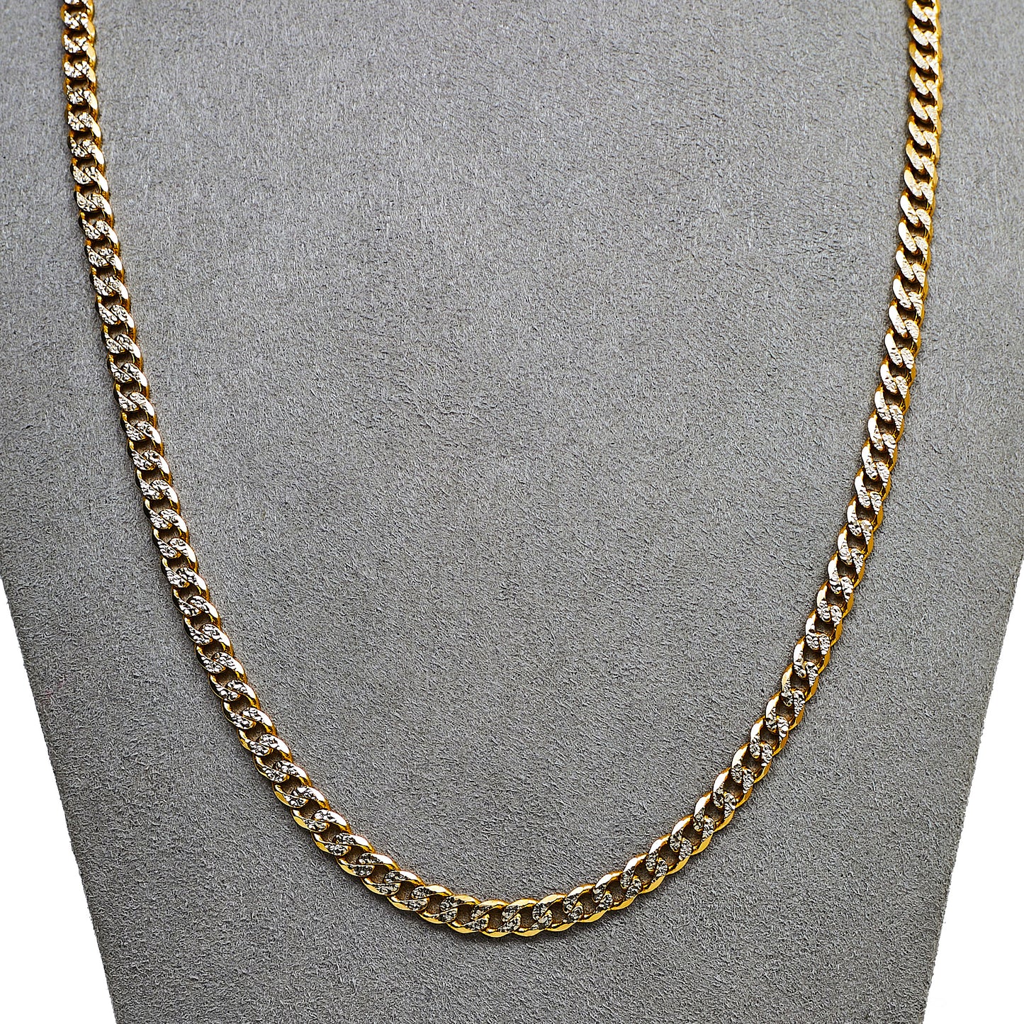 Pre-Owned 14ct Gold 2 Tone Patterned Curb Chain Necklace