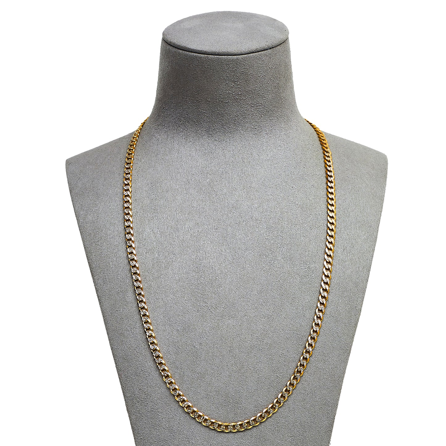 Pre-Owned 14ct Gold 2 Tone Patterned Curb Chain Necklace