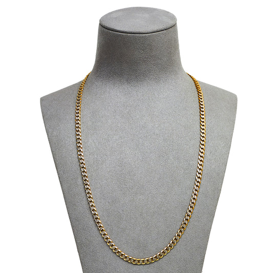 Pre-Owned 14ct Gold 2 Tone Patterned Curb Chain Necklace