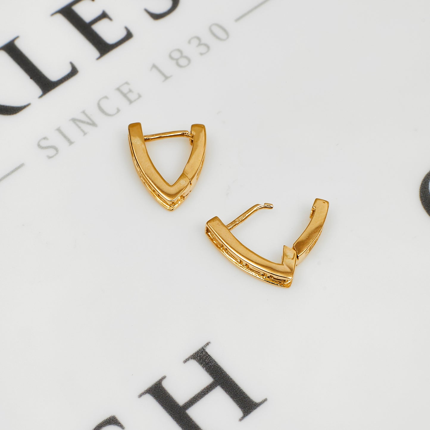 Pre-Owned 14ct Gold Greek Key Drop Hinged Earrings