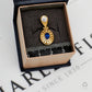Pre-Owned 14ct Gold Oval Blue & White CZ Set Pendant