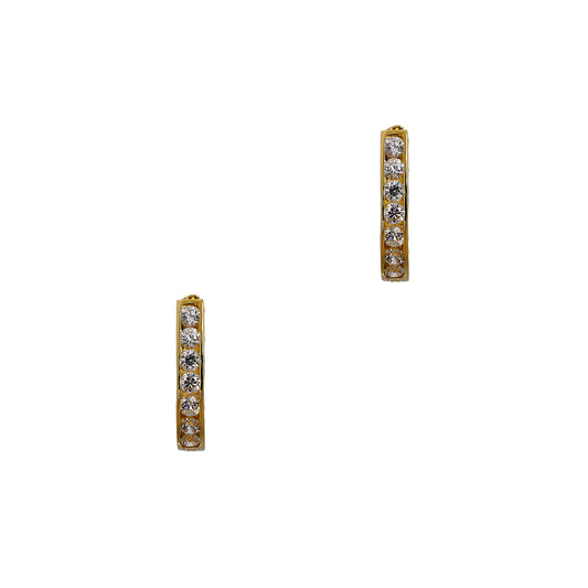 Pre-Owned 14ct Gold CZ Hinged Earrings