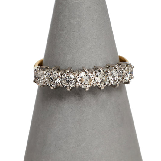 Pre-Owned 18ct Gold 7 Diamond Half Eternity Ring Size H