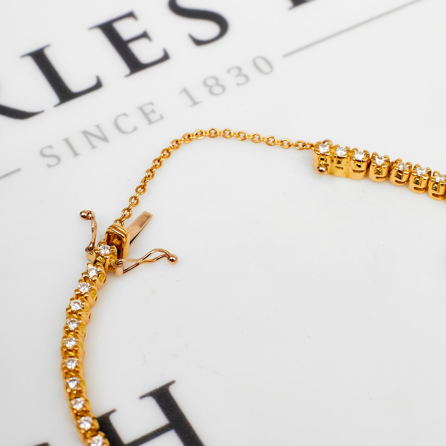 Pre-Owned 18ct Gold 1.76ct Diamond Bracelet & Safety Chain