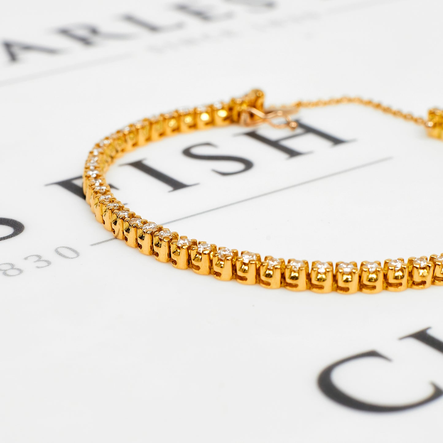 Pre-Owned 18ct Gold 1.76ct Diamond Bracelet & Safety Chain