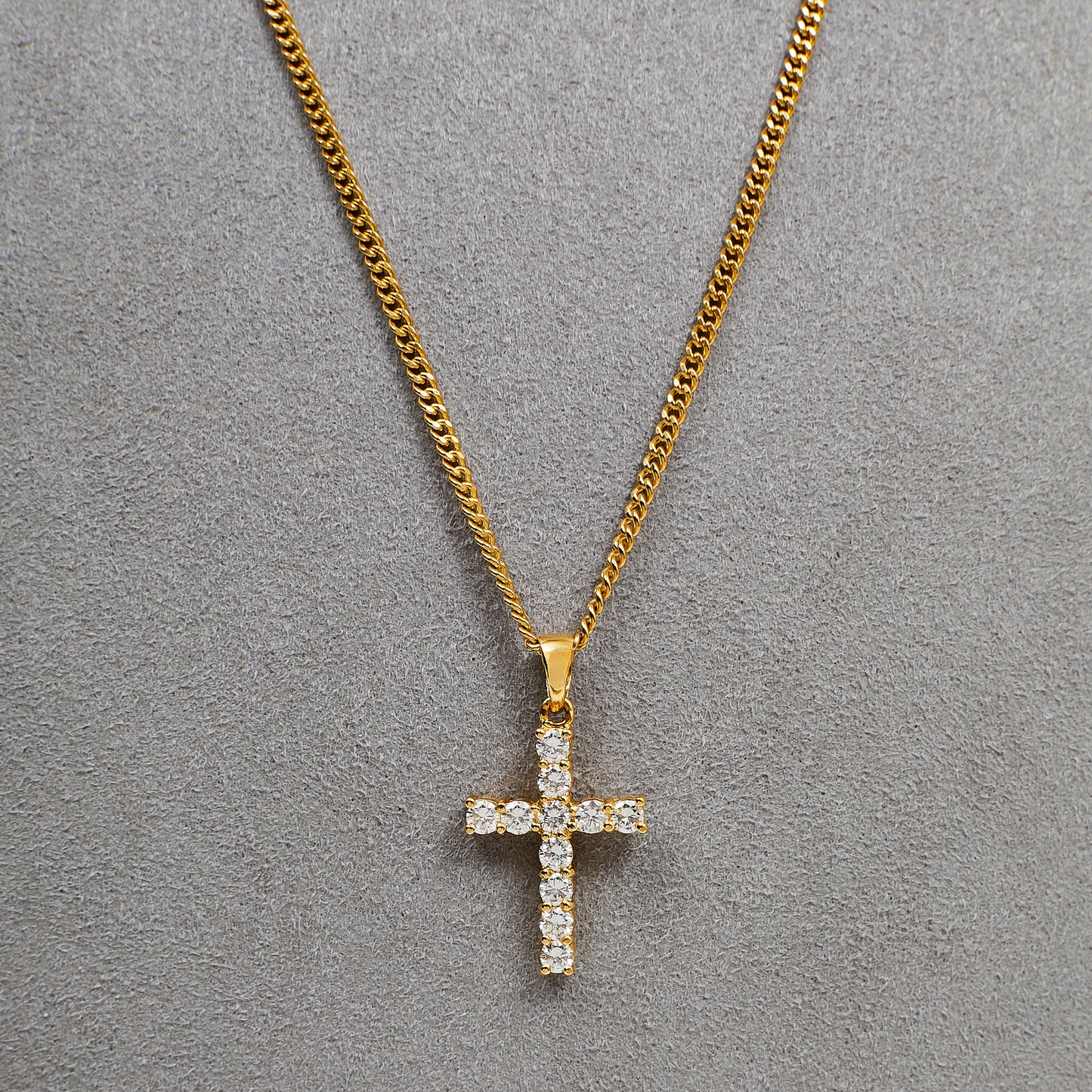 Pre-Owned 18ct Gold Diamond Set Cross Pendant Necklace