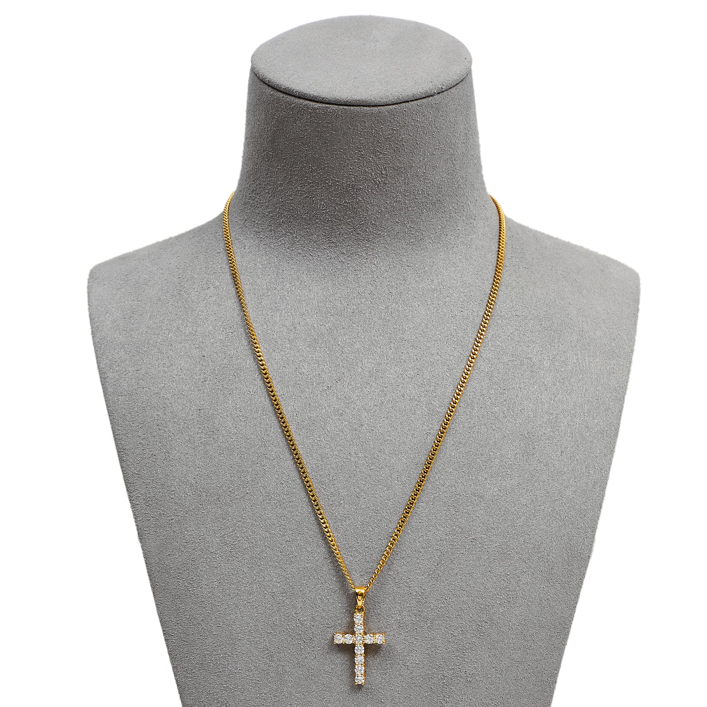 Pre-Owned 18ct Gold Diamond Set Cross Pendant Necklace