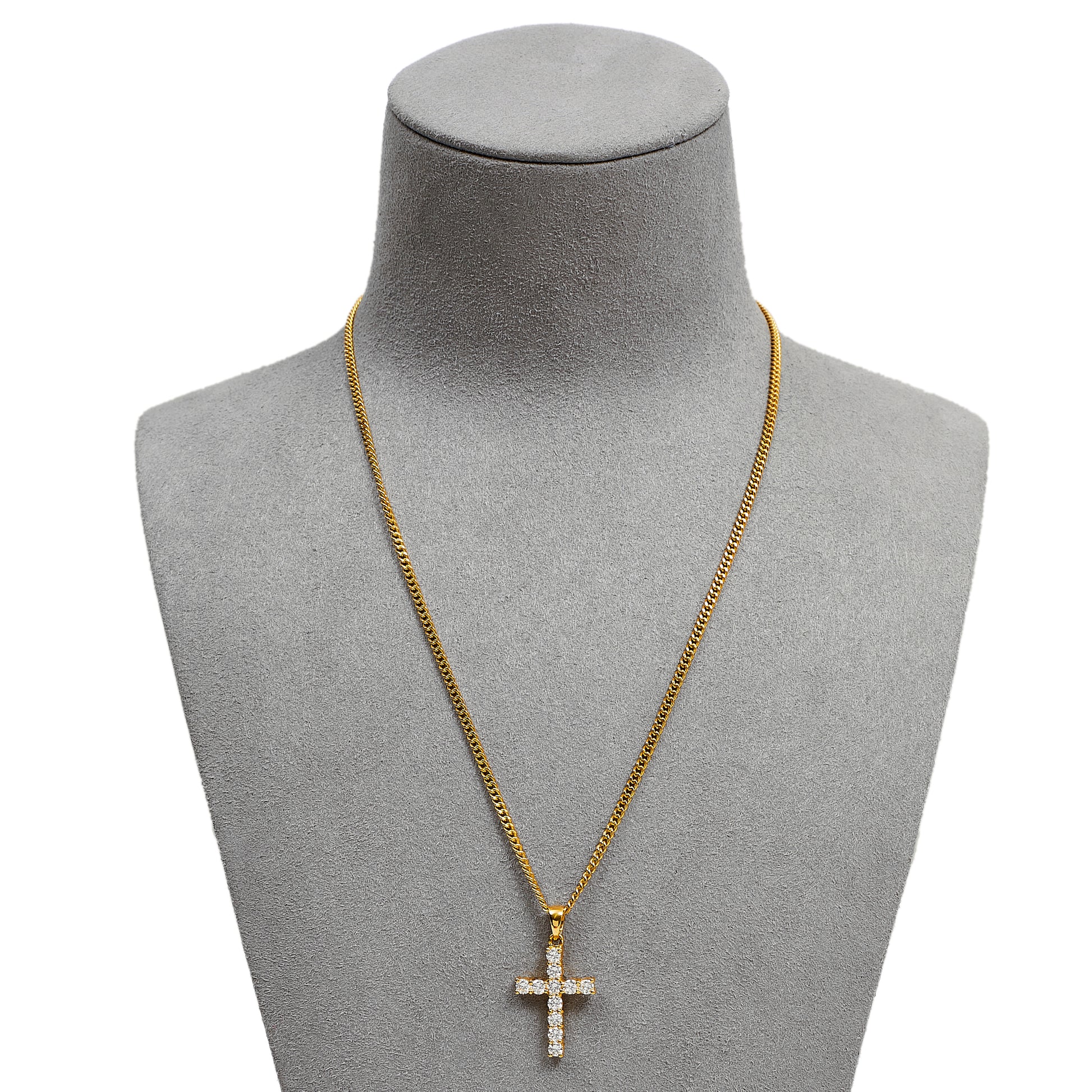 Pre-Owned 18ct Gold Diamond Set Cross Pendant Necklace