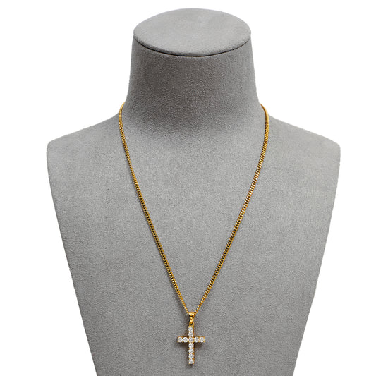 Pre-Owned 18ct Gold Diamond Set Cross Pendant Necklace