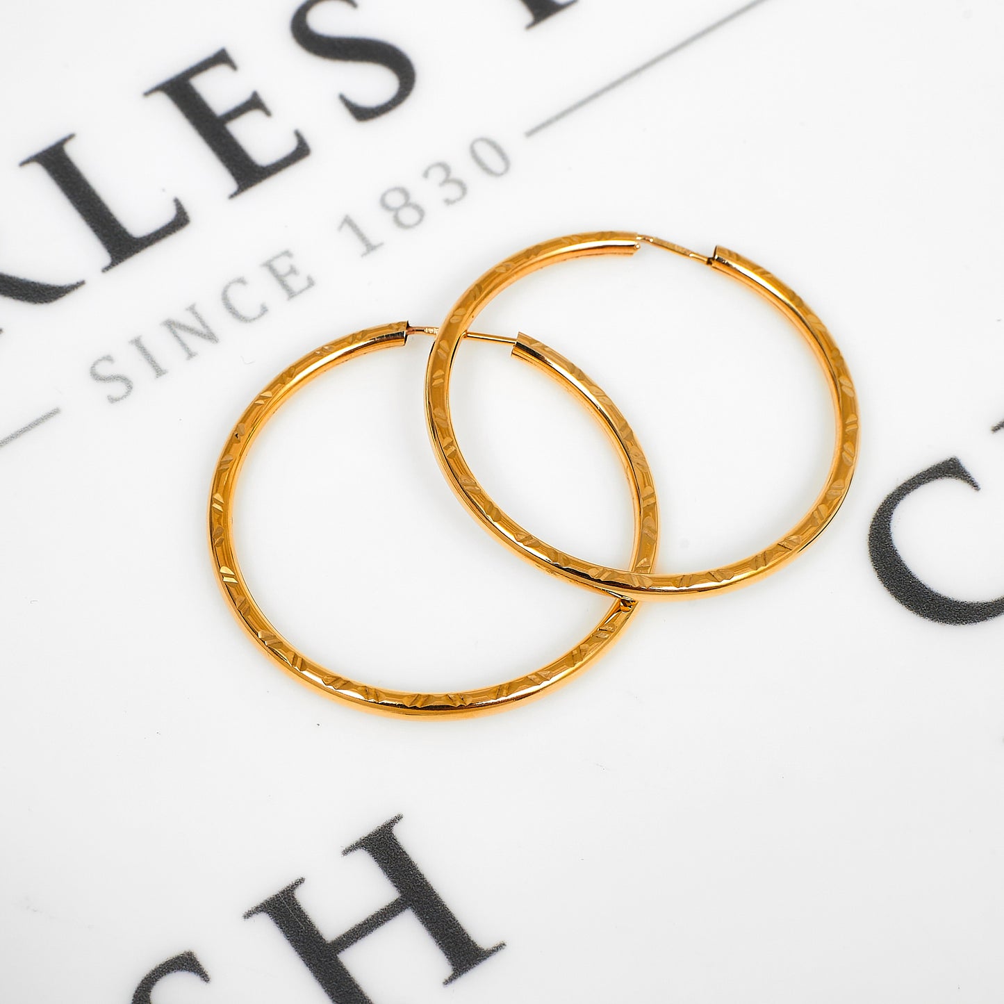 Pre-Owned 9ct Gold Sleeper Hoop Earrings 36mm