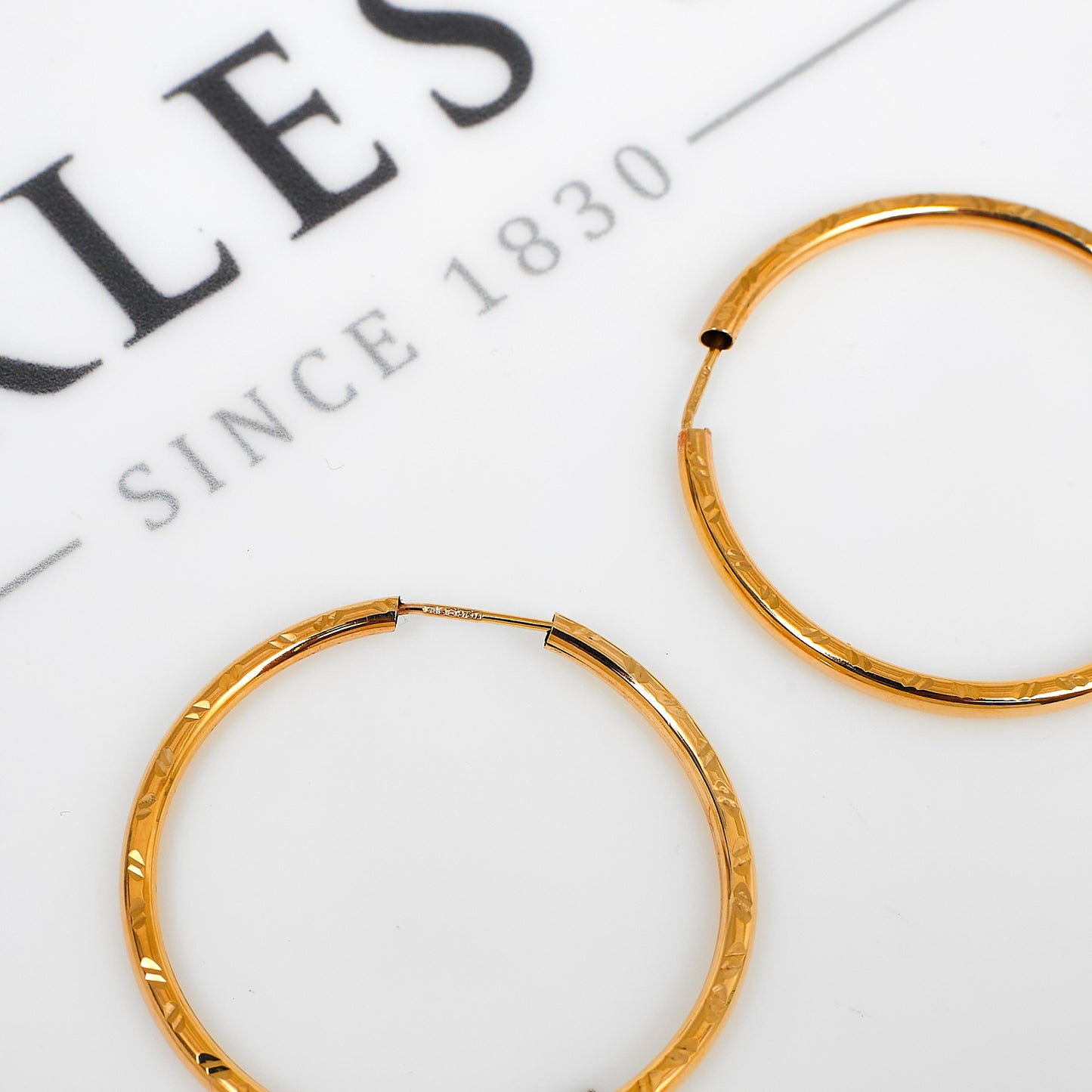 Pre-Owned 9ct Gold Sleeper Hoop Earrings 36mm