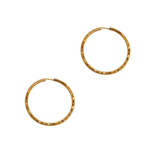 Pre-Owned 9ct Gold Sleeper Hoop Earrings 36mm