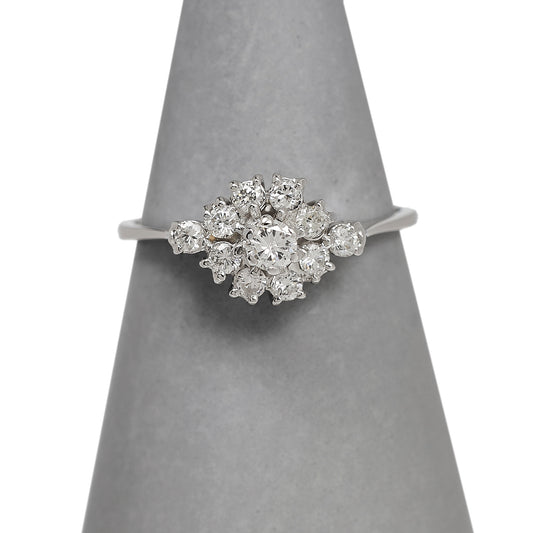 Pre-Owned 18ct White Gold CZ  Cluster Ring Size Q