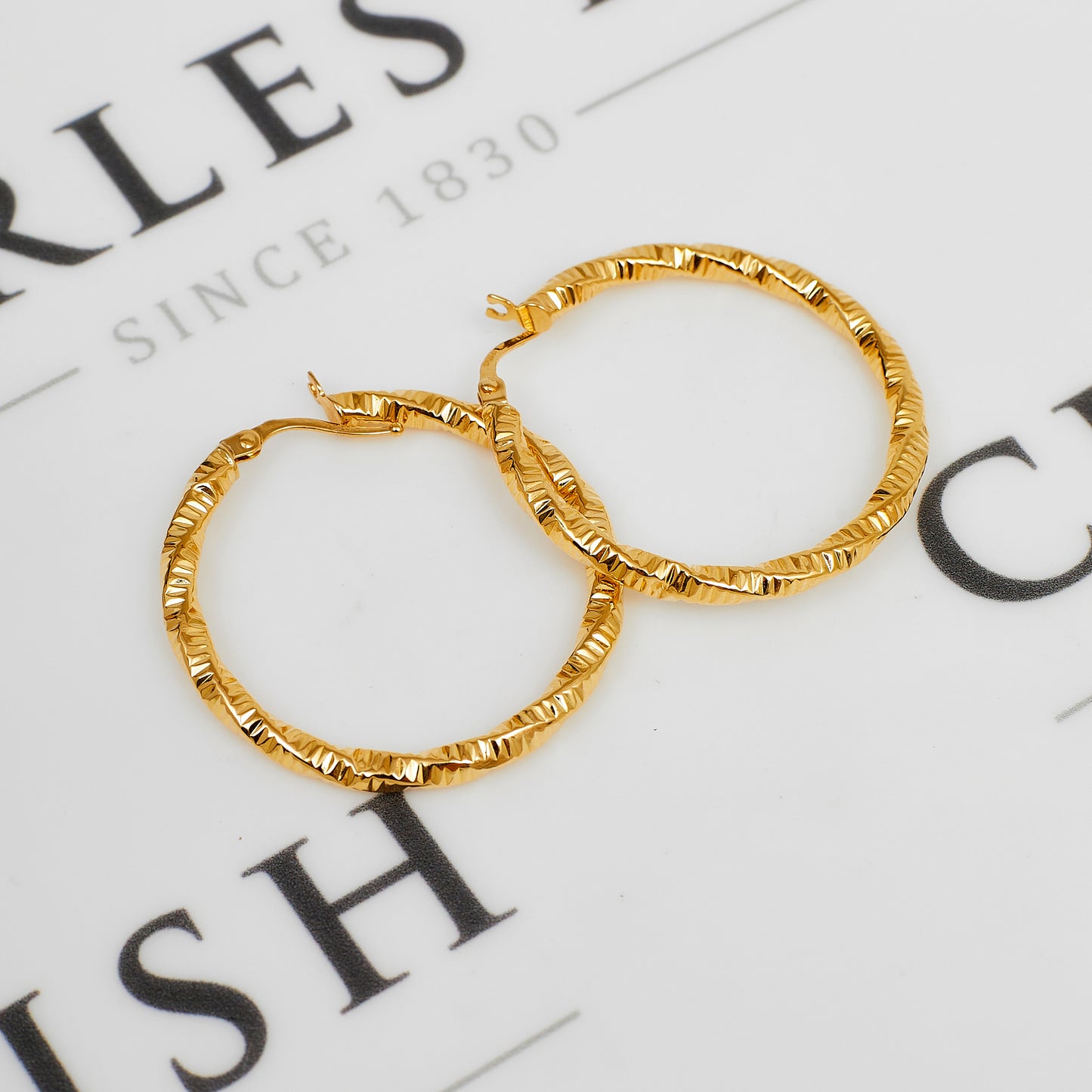 Pre-Owned 18ct Gold Twist Creole Hoop Earrings