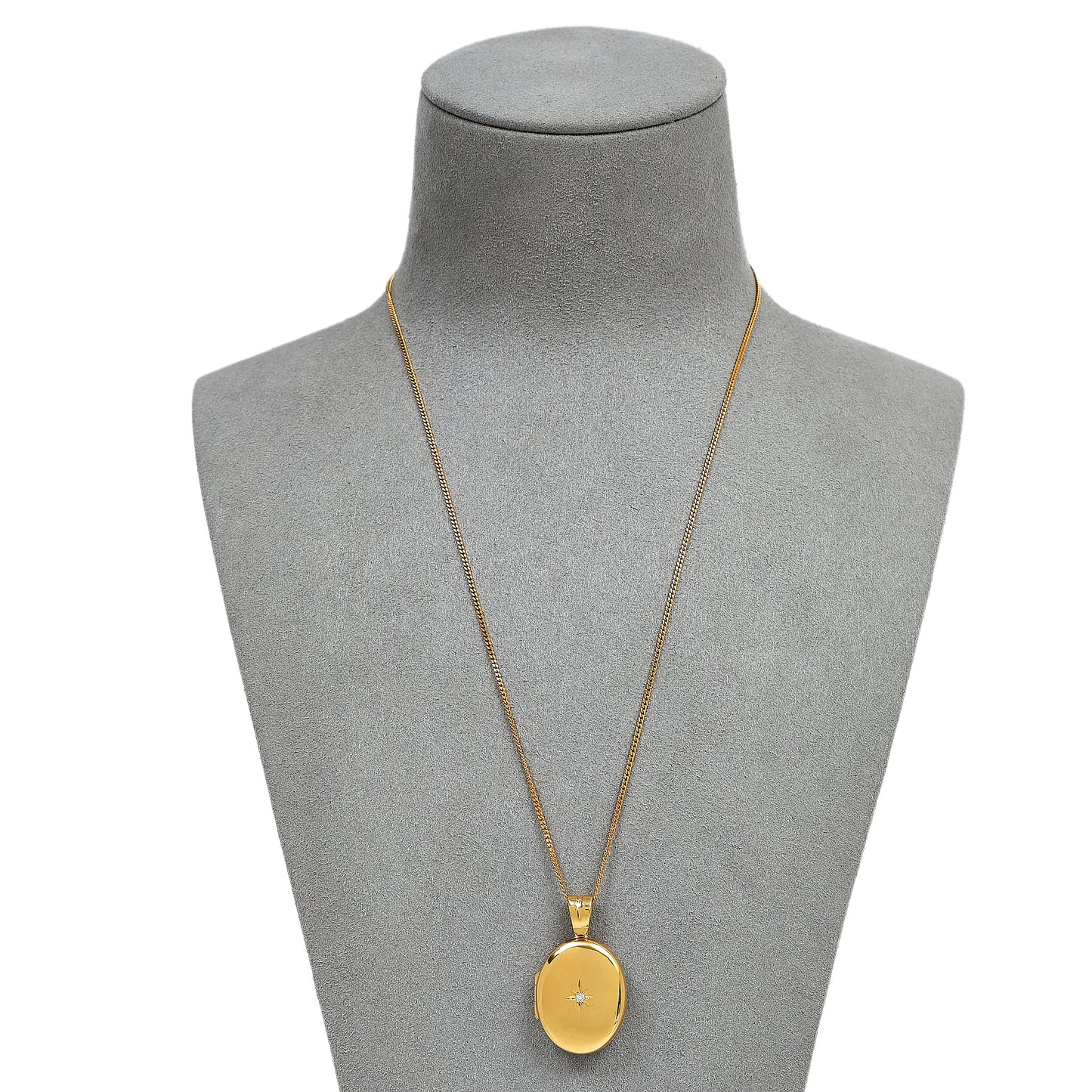 Pre-Owned 9ct Gold & Diamond Locket & Chain