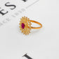 Pre-Owned 22ct Gold Red & White Synthetic Stone Ring