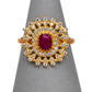 Pre-Owned 22ct Gold Red & White Synthetic Stone Ring