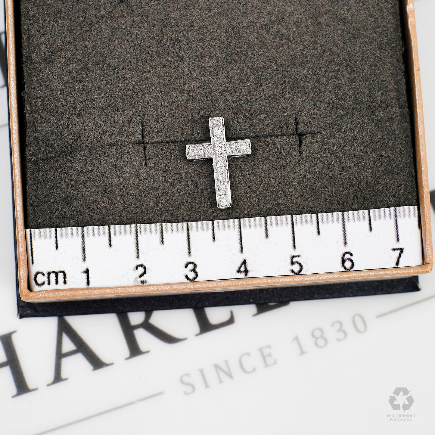 Pre-Owned 18ct White Gold & Diamond Cross Pendant Petite