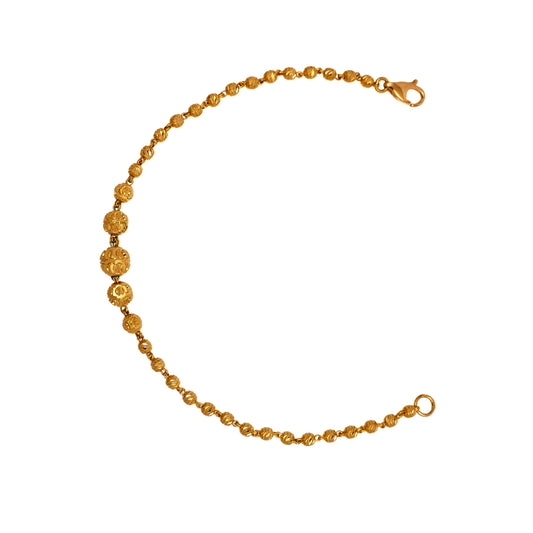 Pre-Owned 22ct Gold Tapering Bead Design Bracelet 7 Inch
