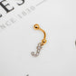 Pre-Owned 9ct Gold CZ J Initial Drop Belly Bar