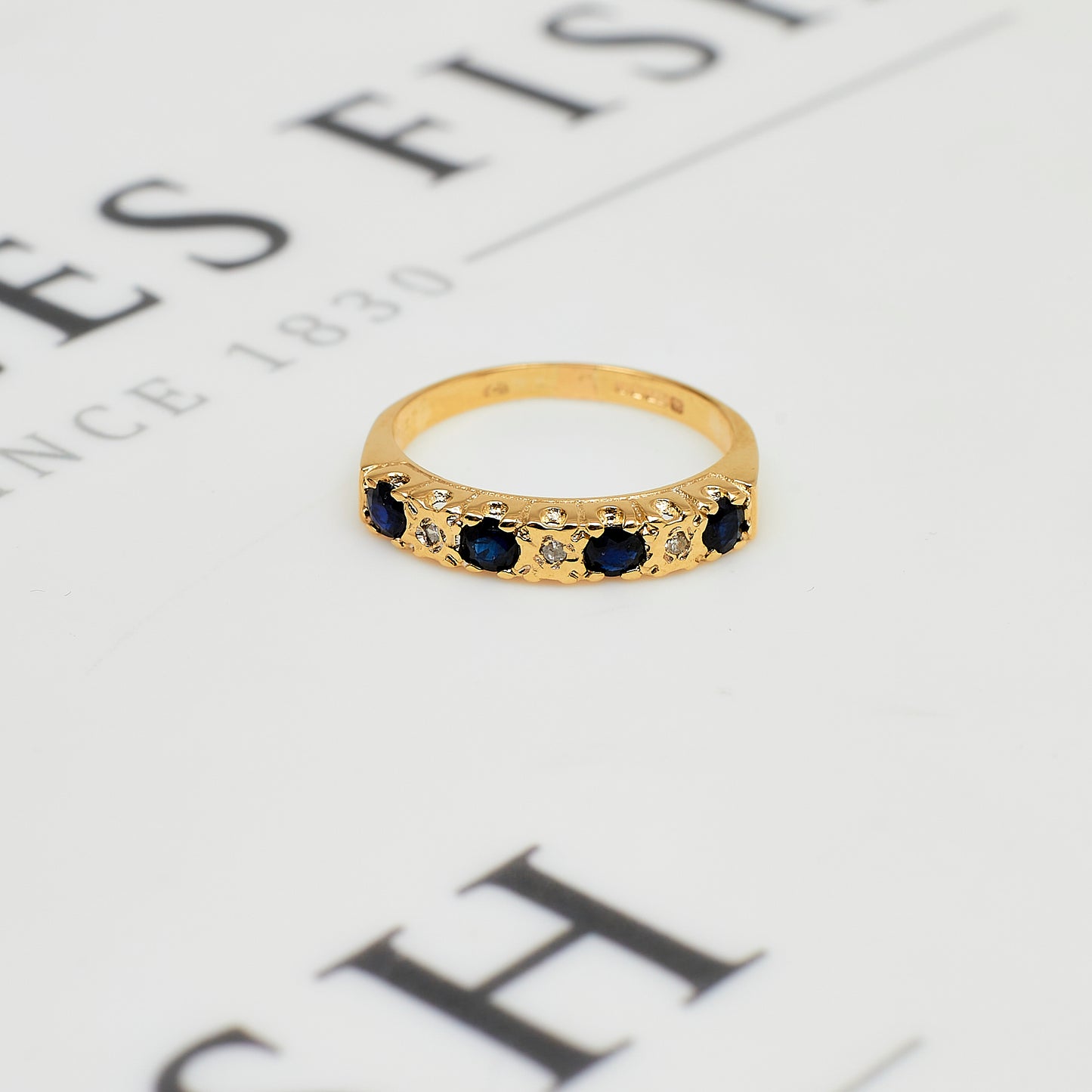 Pre-Owned 9ct Gold 3 Diamond & 4 Sapphire Half Eternity Ring