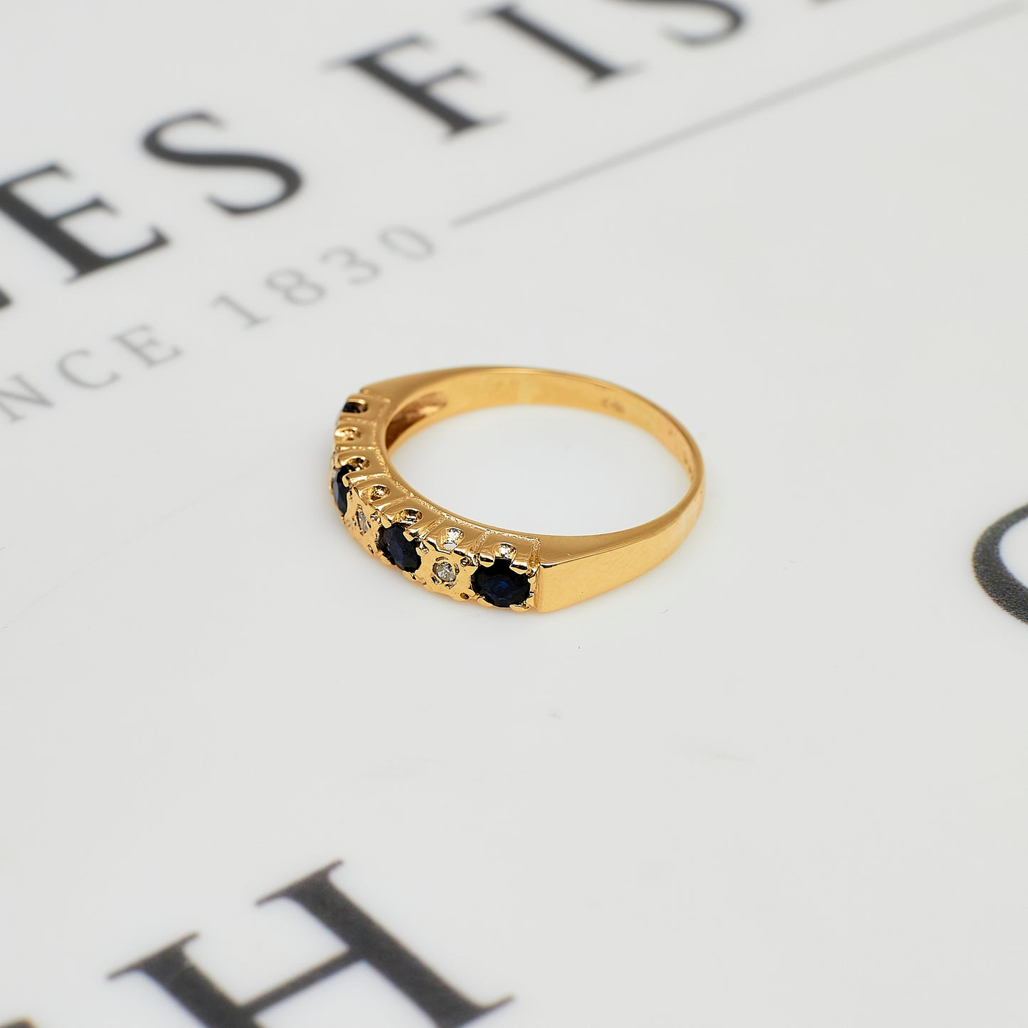Pre-Owned 9ct Gold 3 Diamond & 4 Sapphire Half Eternity Ring