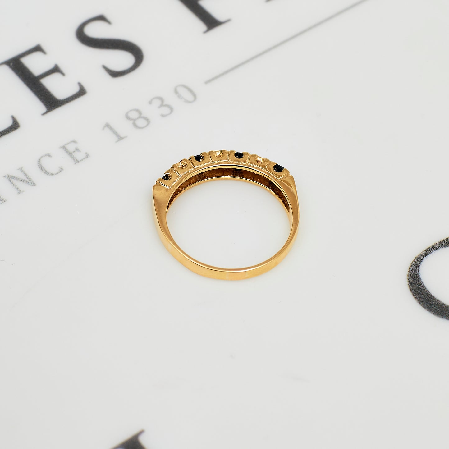 Pre-Owned 9ct Gold 3 Diamond & 4 Sapphire Half Eternity Ring