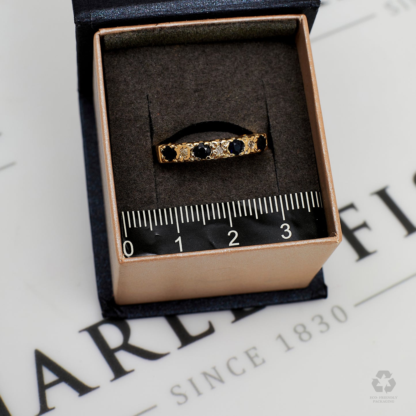Pre-Owned 9ct Gold 3 Diamond & 4 Sapphire Half Eternity Ring