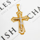 Pre-Owned 14ct Gold & CZ 2 Tone Crucifix Pendant