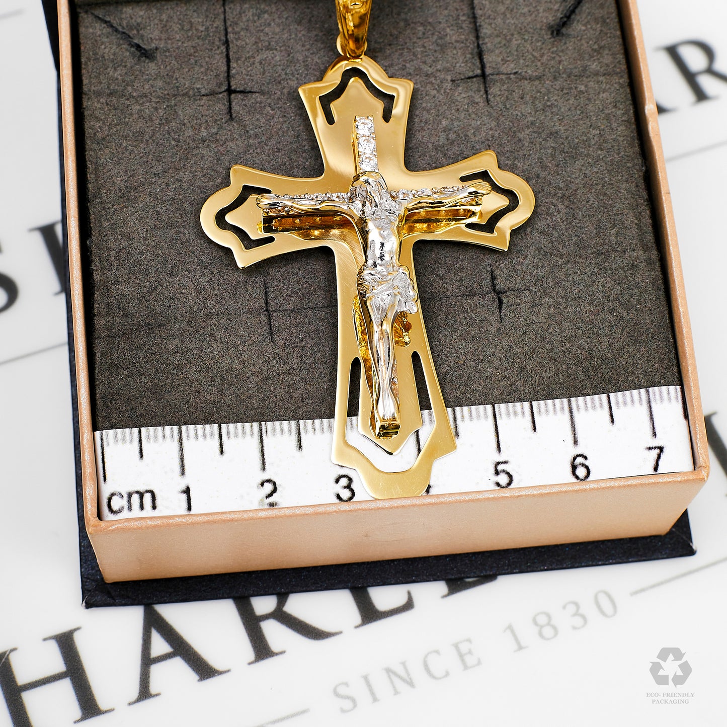 Pre-Owned 14ct Gold & CZ 2 Tone Crucifix Pendant