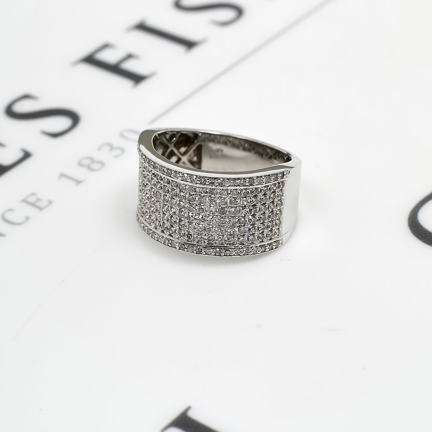 Pre-Owned 18ct White Gold 8 Row Diamond Ring Size Q