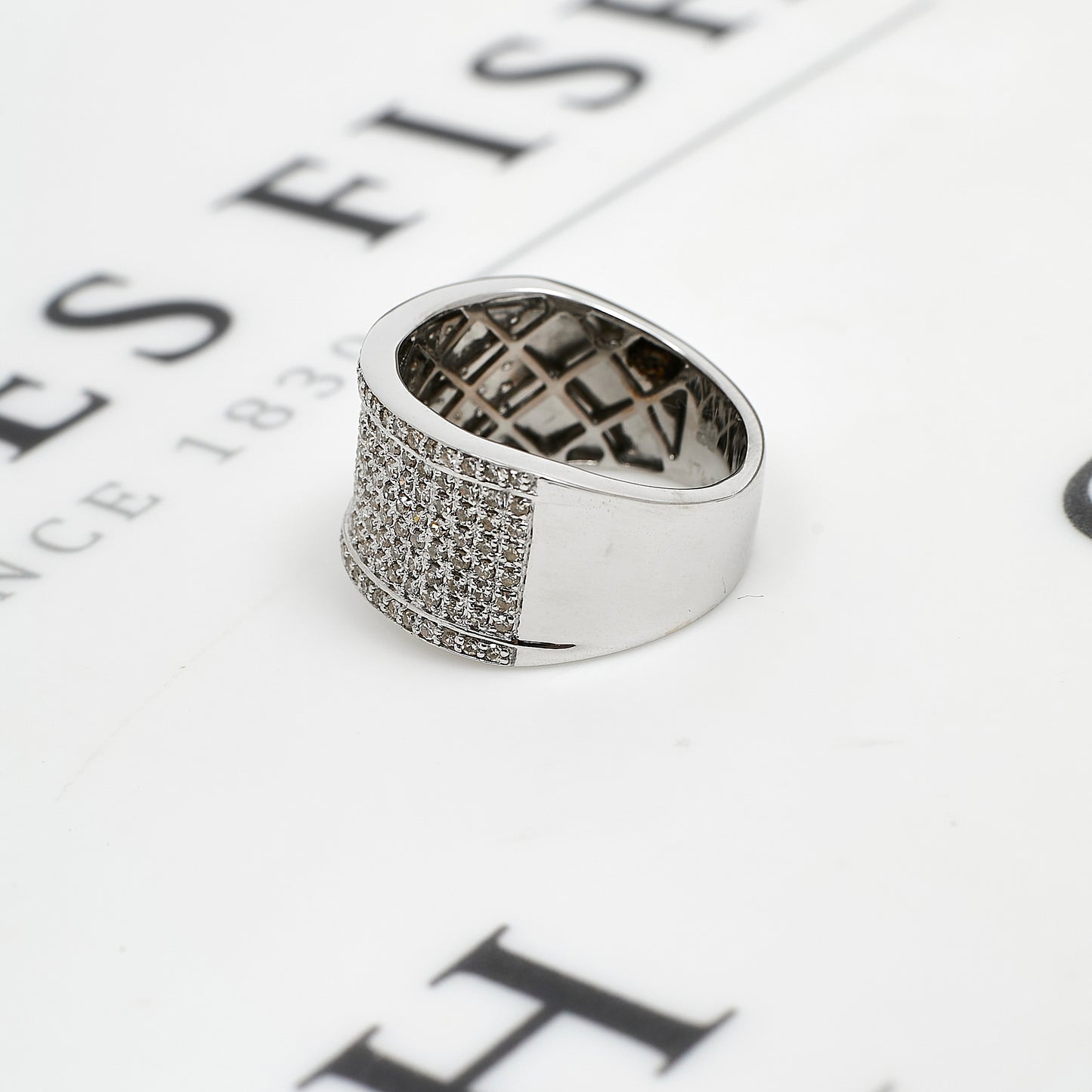 Pre-Owned 18ct White Gold 8 Row Diamond Ring Size Q