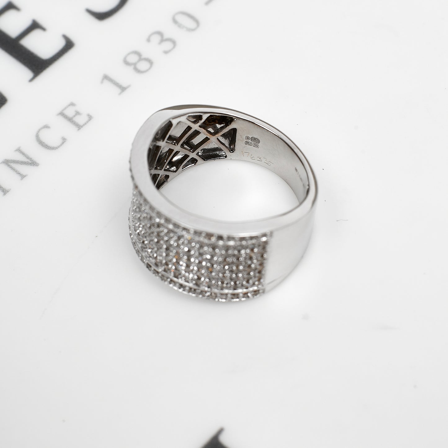 Pre-Owned 18ct White Gold 8 Row Diamond Ring Size Q