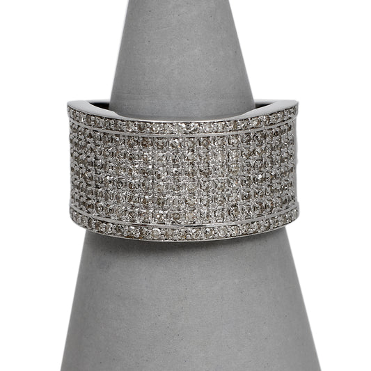 Pre-Owned 18ct White Gold 8 Row Diamond Ring Size Q
