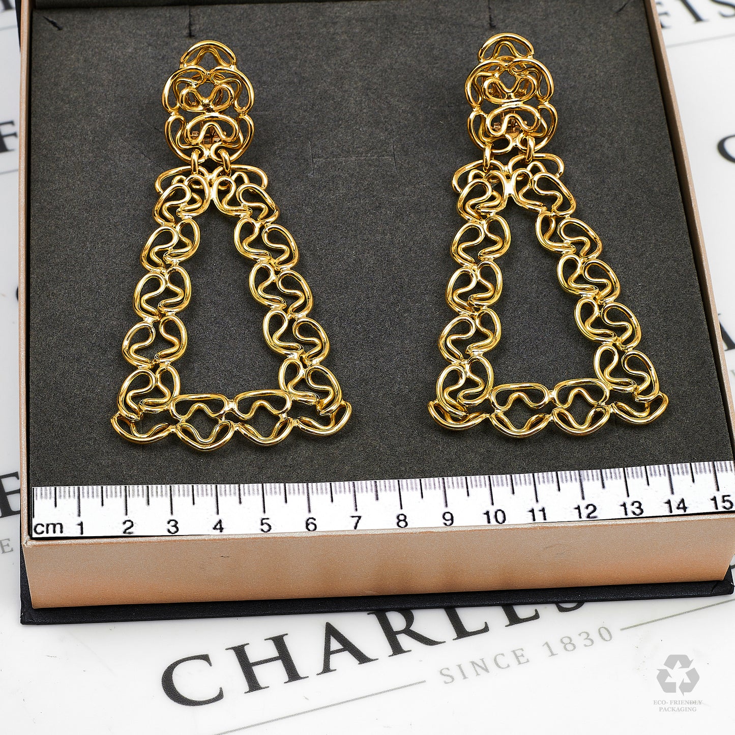 Pre-Owned 18ct Gold Oversized Triangle Drop Earrings