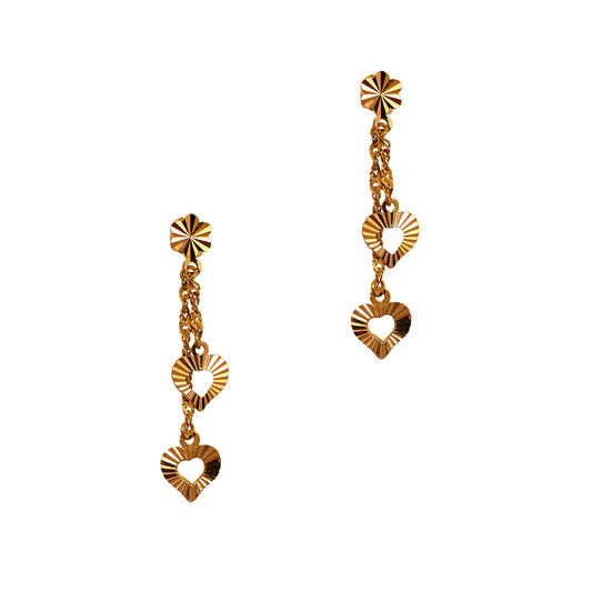 Pre-Owned 22ct Gold Hearts & Flowers Drop Earrings 
