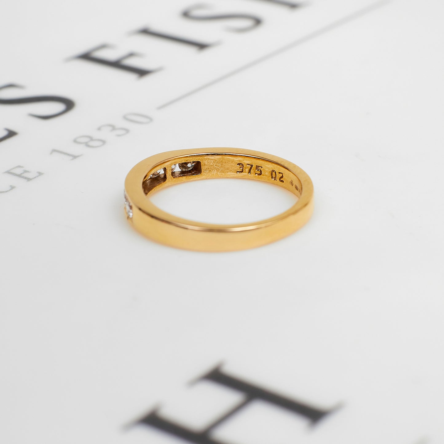 Pre-Owned 9ct Gold 8 Diamond Band Ring Size N
