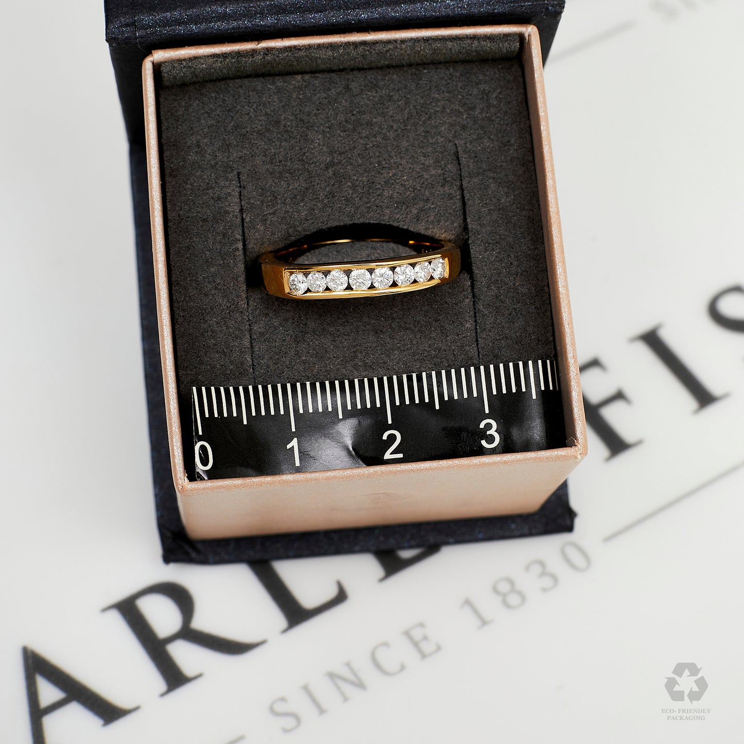 Pre-Owned 9ct Gold 8 Diamond Band Ring Size N