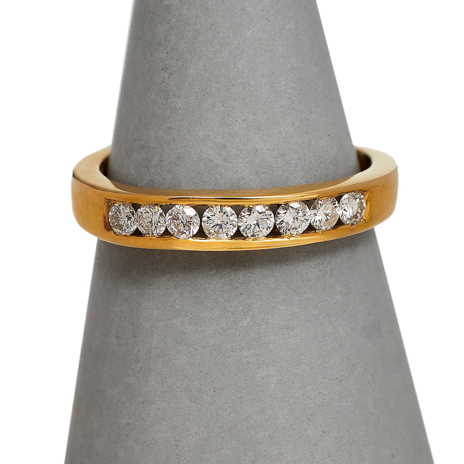Pre-Owned 9ct Gold 8 Diamond Band Ring Size N