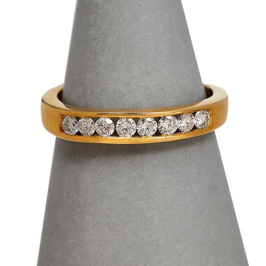 Pre-Owned 9ct Gold 8 Diamond Band Ring Size N