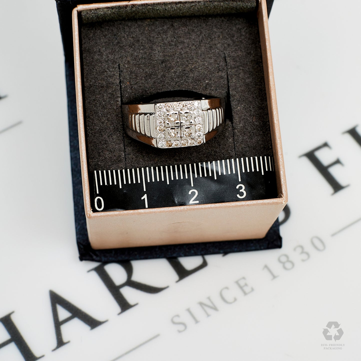 Pre-Owned 18ct White Gold & Multi Diamond Mens Signet Ring