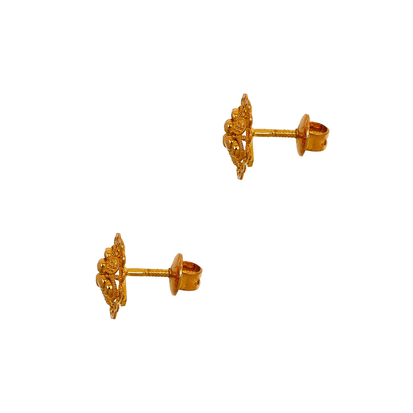Pre-Owned 22ct Gold Round Scalloped Edge Stud Earrings