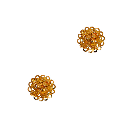 Pre-Owned 22ct Gold Round Scalloped Edge Stud Earrings 