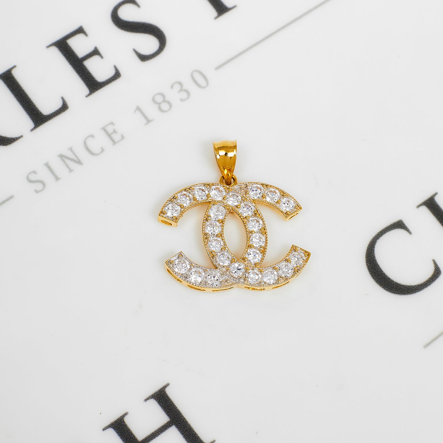 Pre-Owned 9ct Gold & CZ Interlocking C Initial Pendant
