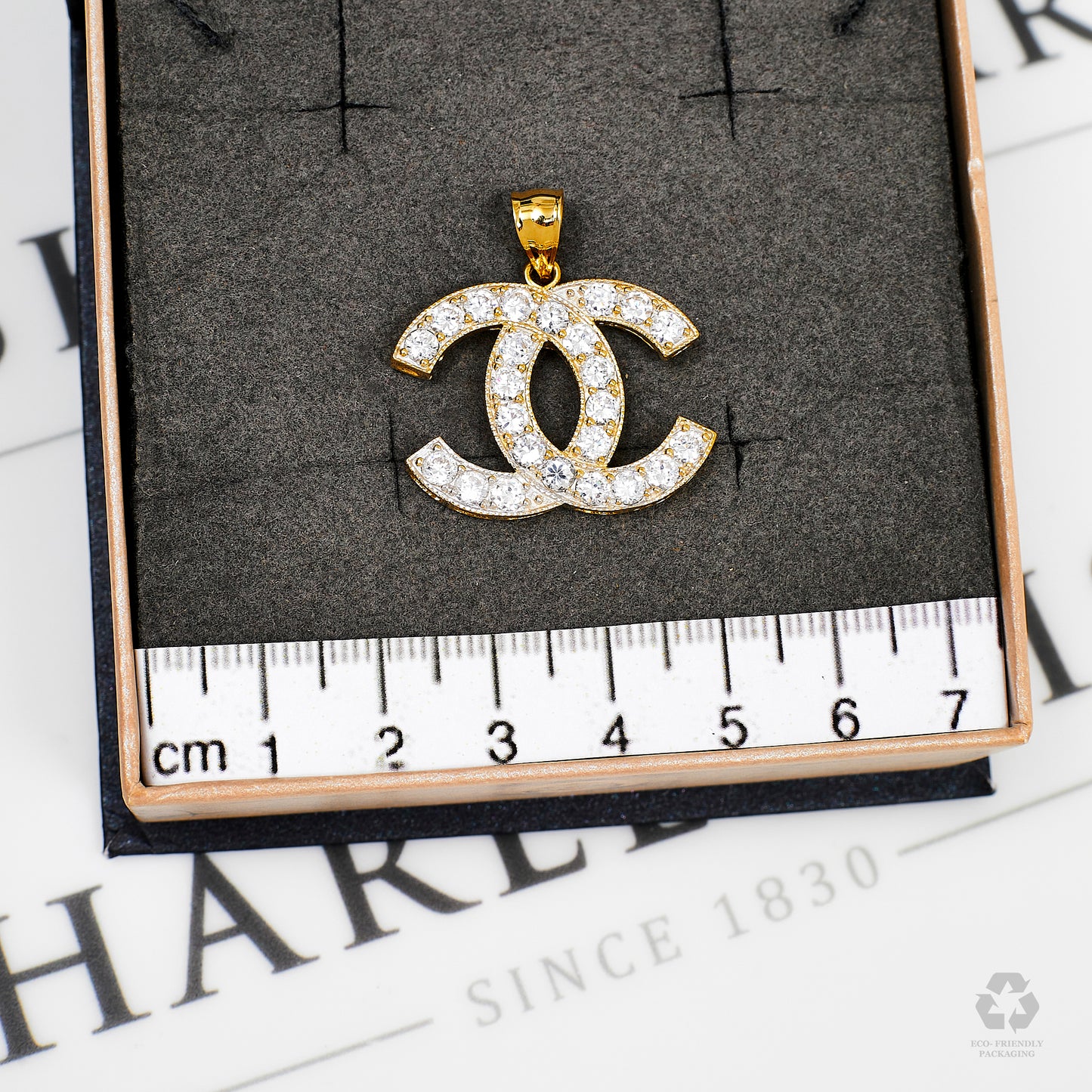 Pre-Owned 9ct Gold & CZ Interlocking C Initial Pendant