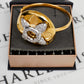 Pre-Owned 18ct Gold & CZ Oversized Flower Design Bangle