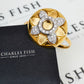 Pre-Owned 18ct Gold & CZ Oversized Flower Design Bangle