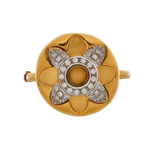 Pre-Owned 18ct Gold & CZ Oversized Flower Design Bangle 